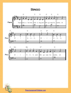 Bingo Lyrics Videos Free Sheet Music For Piano