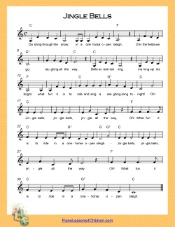 Jingle Bells - lyrics, videos & free sheet music for piano