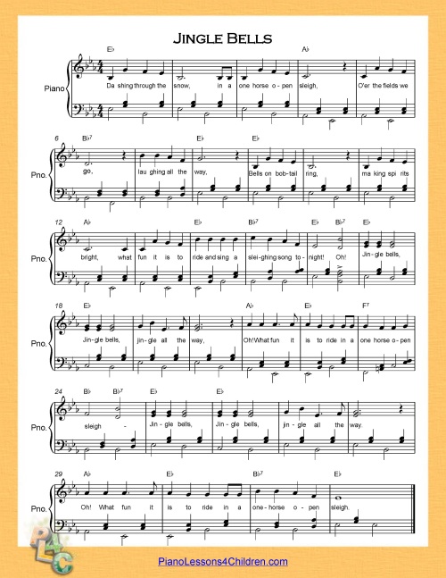 Jingle Bells Lyrics Videos Free Sheet Music For Piano
